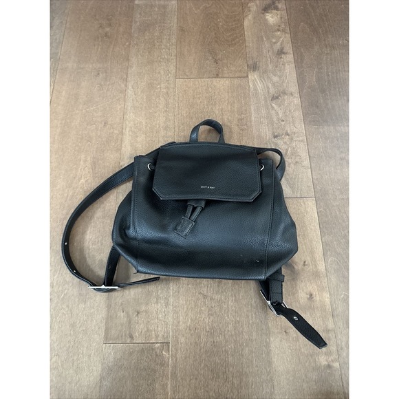 Matt & Nat Black Leather Adjustable Shoulder Strap Backpack - Picture 1 of 6